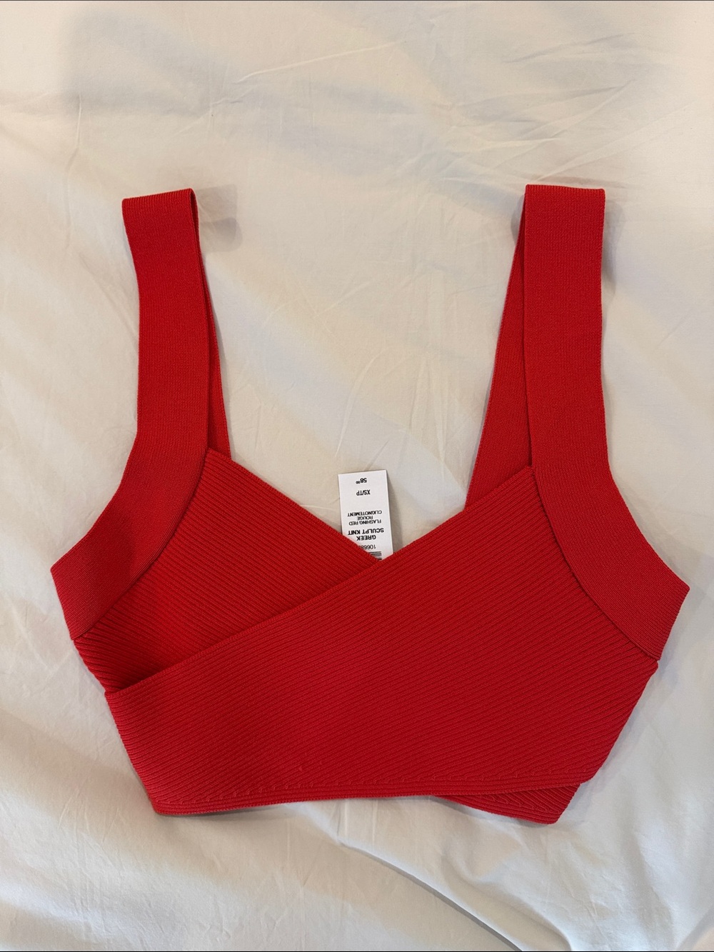 Red Ribbed Cropped Tank Top